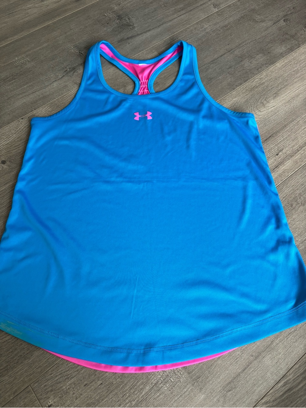 Under Armour Women’s Blue Racerback Tank with Pink Trim